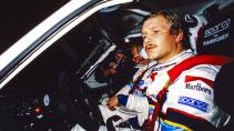 WRC Rally van Monte Carlo 1986 Juha Kankkunen en Juha Piironen in Peugeot 205