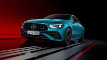 Mercedes-AMG CLA na update blauwe kleur schuin voor