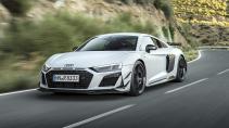 Audi R8 GT V10 rijdend schuin voor