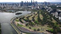 GP van Australië overzicht van Melbourne helikopter boven het circuit