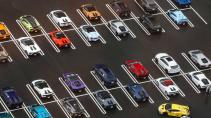 Lamborghini verzameling op een parkeerplaats