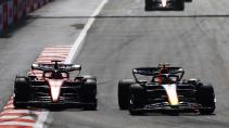 Perez haalt Leclerc in tijdens de GP van Azerbeidzjan 2023