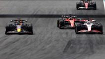 Verstappen haalt Magnussen en Leclerc in GP van Miami 2023