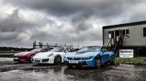 Porsche 911 Carrera S vs BMW i8 vs Jaguar F-type R