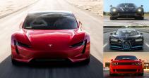 Tesla Roadster vs Bugatti Chiron en de rest