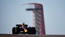 GP van Amerika 2022 Max Verstappen rijdend op COTA voorkant