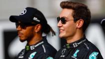 GP van Brazilië 2022 George Russell en Lewis Hamilton zonnebril