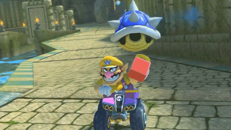 Blauw schild ontwijken in Mario Kart als een pro