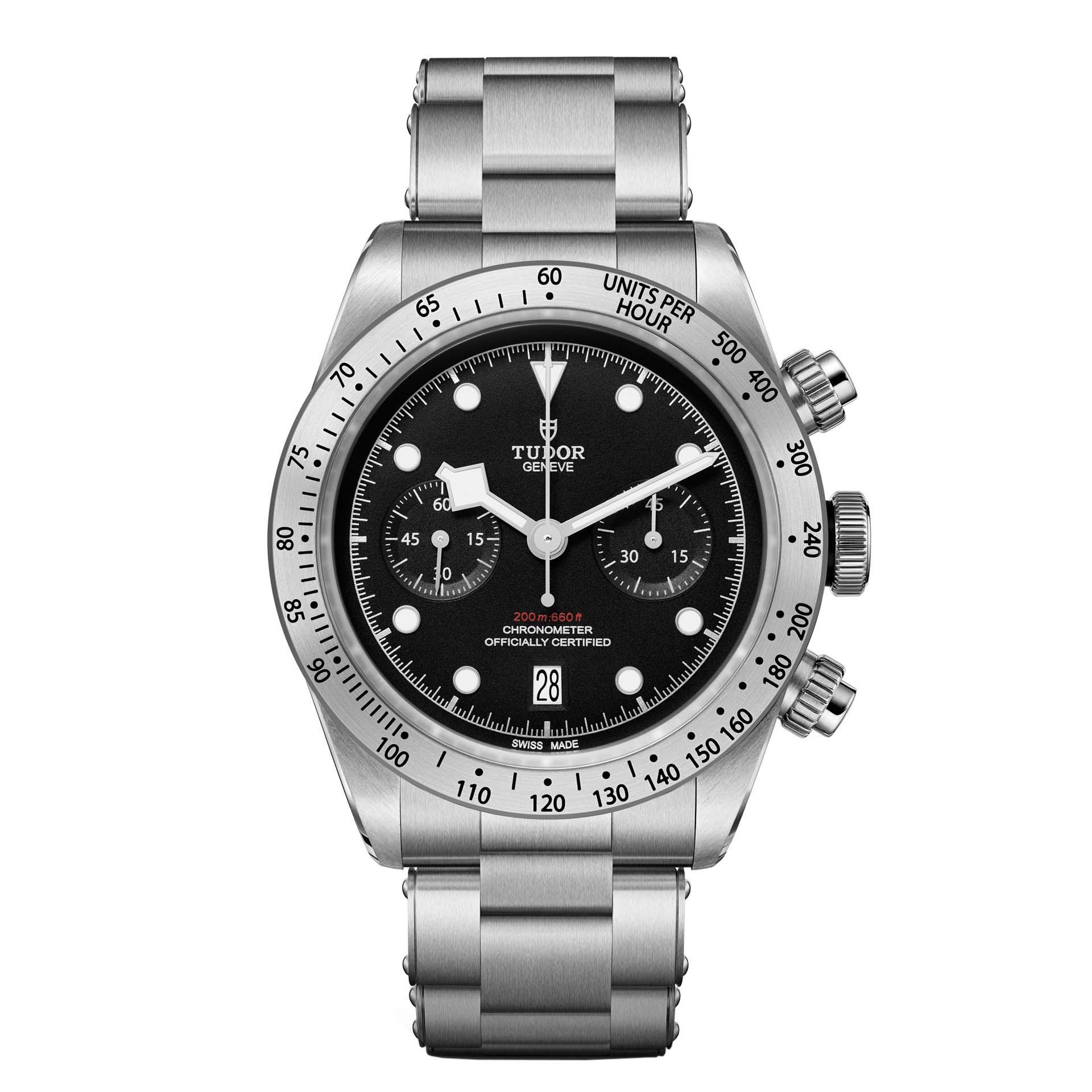 Tudor black shop bay chrono 79350