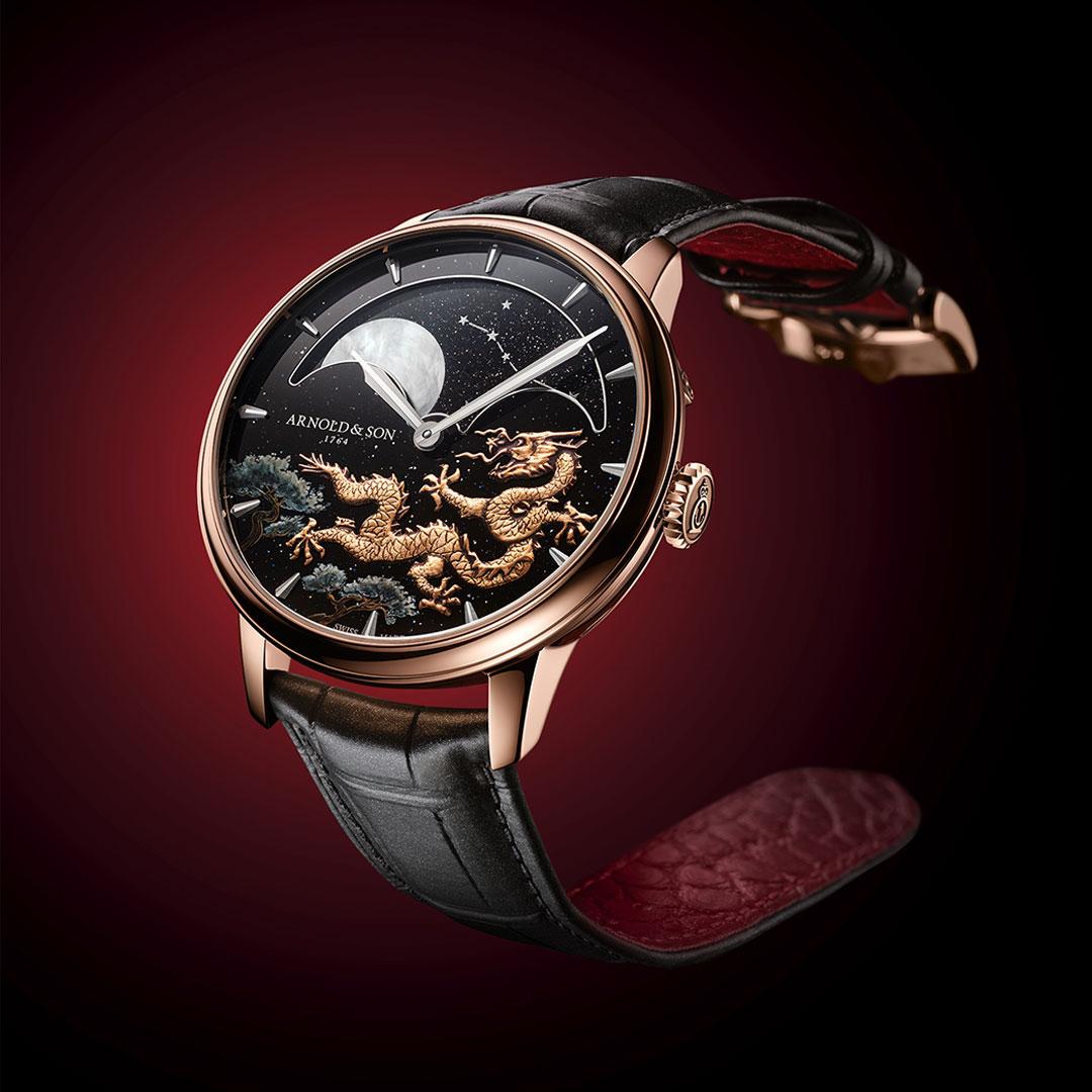 Arnold & Son Perpetual Moon 41.5 Red Gold Year of the Dragon ref. 1GLBR.Z07A.C263A black