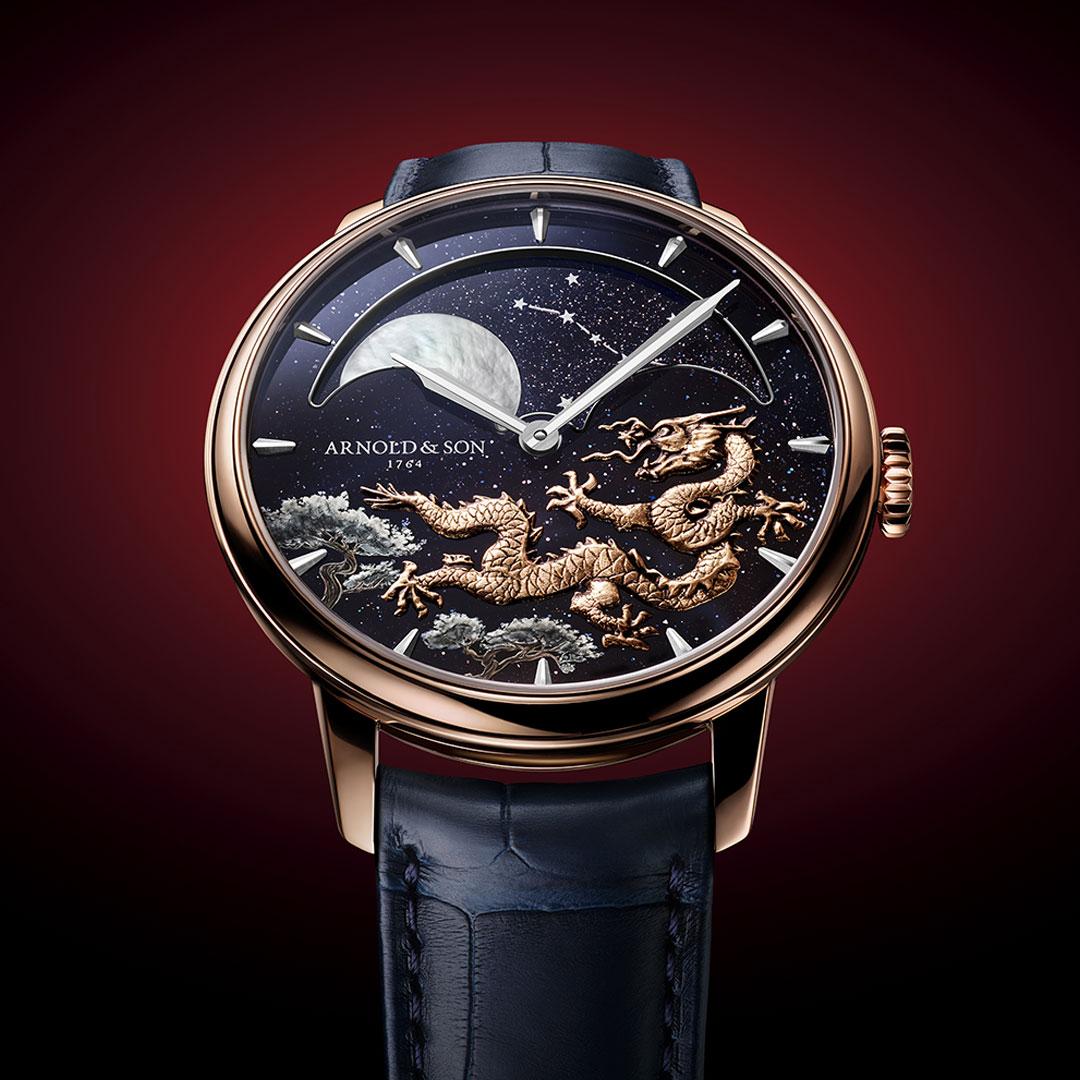 Arnold & Son Perpetual Moon 41.5 Red Gold Year of the Dragon ref. 1GLBR.Z08A.C264A blue top