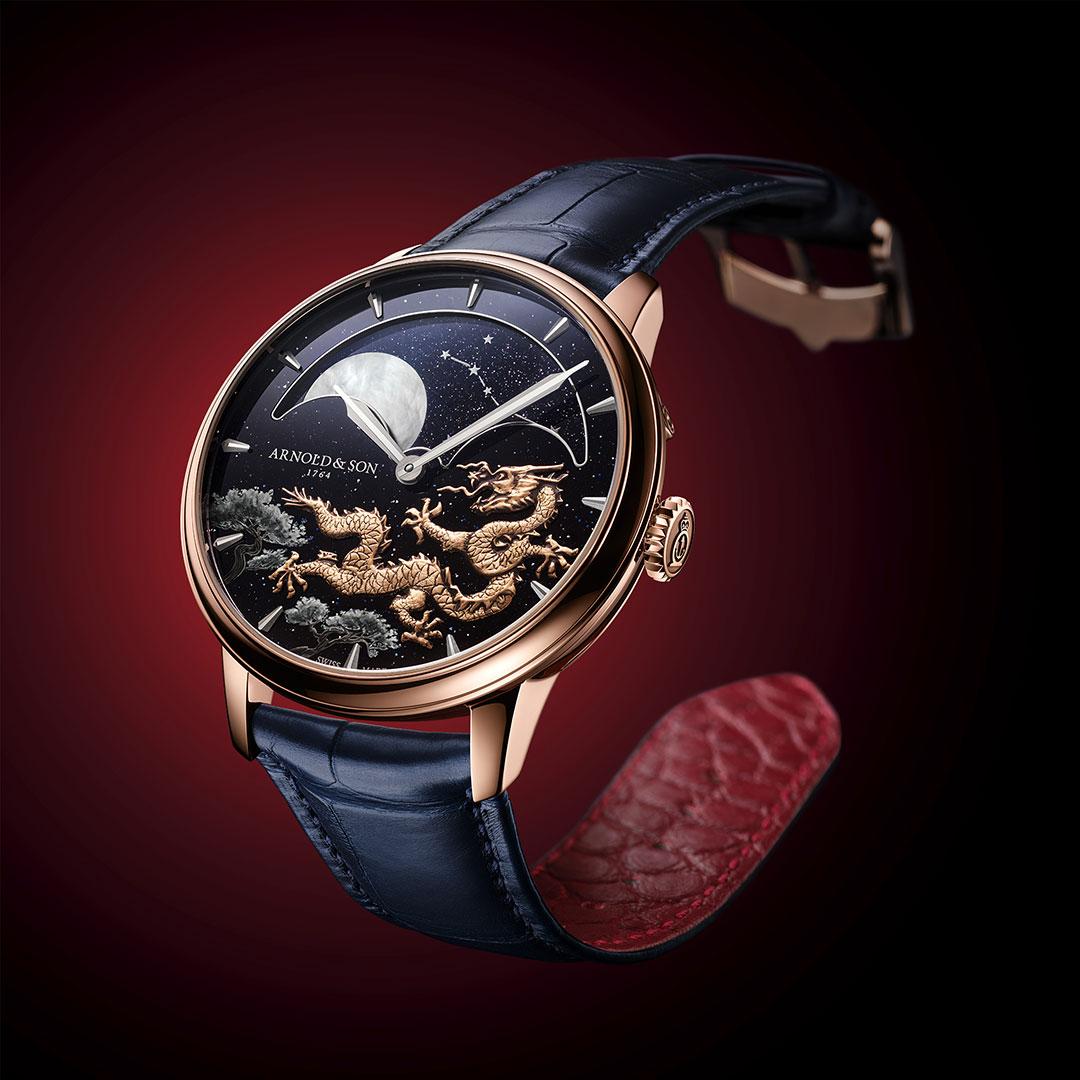 Arnold & Son Perpetual Moon 41.5 Red Gold Year of the Dragon ref. 1GLBR.Z08A.C264A blue