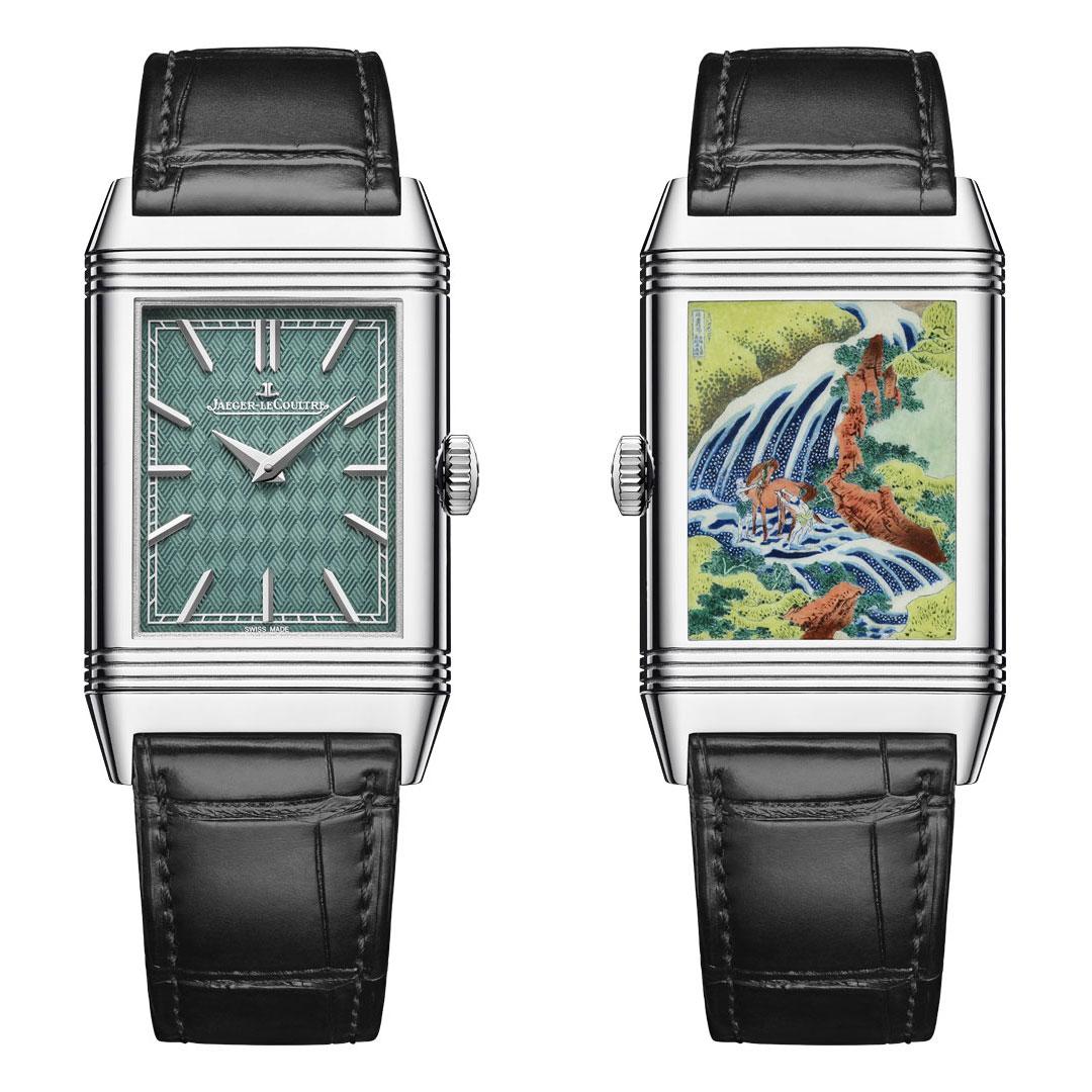 Jaeger-LeCoultre Reverso Tribute Enamel Hokusai ref. Q39334T4 with lozenge dial and The Waterfall Where Yoshitsune Washed his Horse at Yoshino