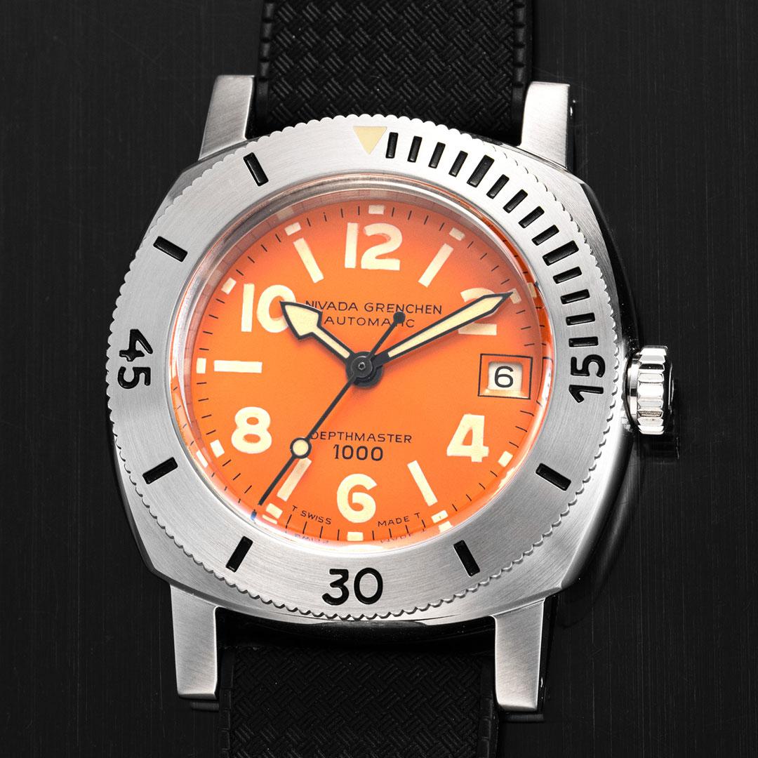 Nivada Grenchen Depthmaster Orange Limited Edition ref. 14126A dial