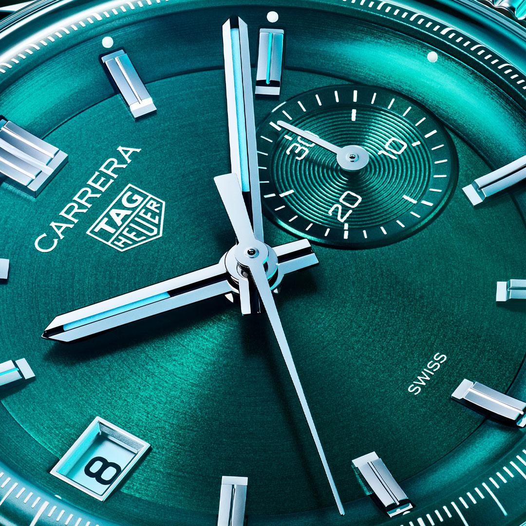 TAG Heuer Carrera Chronograph Glassbox Green ref. CBS2211.FC6545 dial