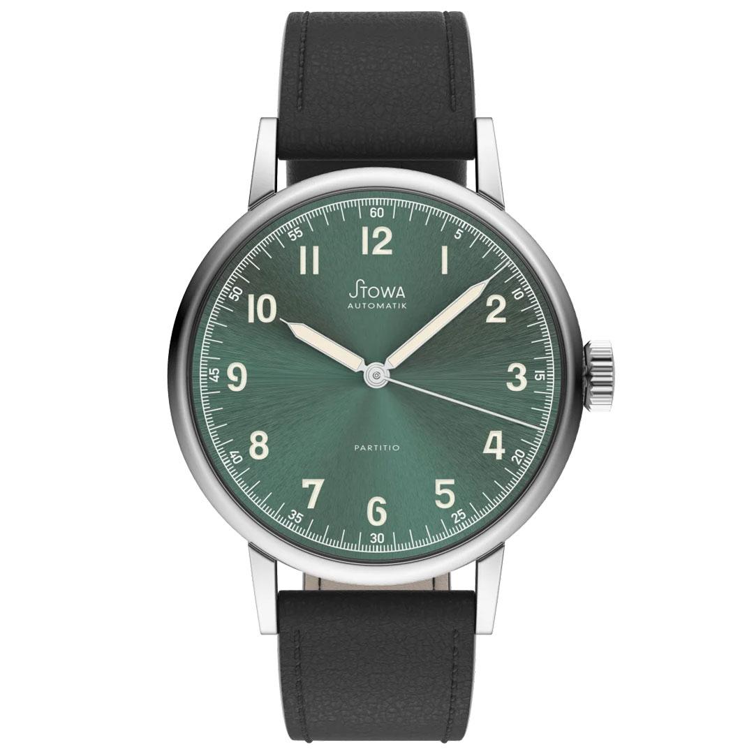 Stowa Partitio Green Limited black leather strap