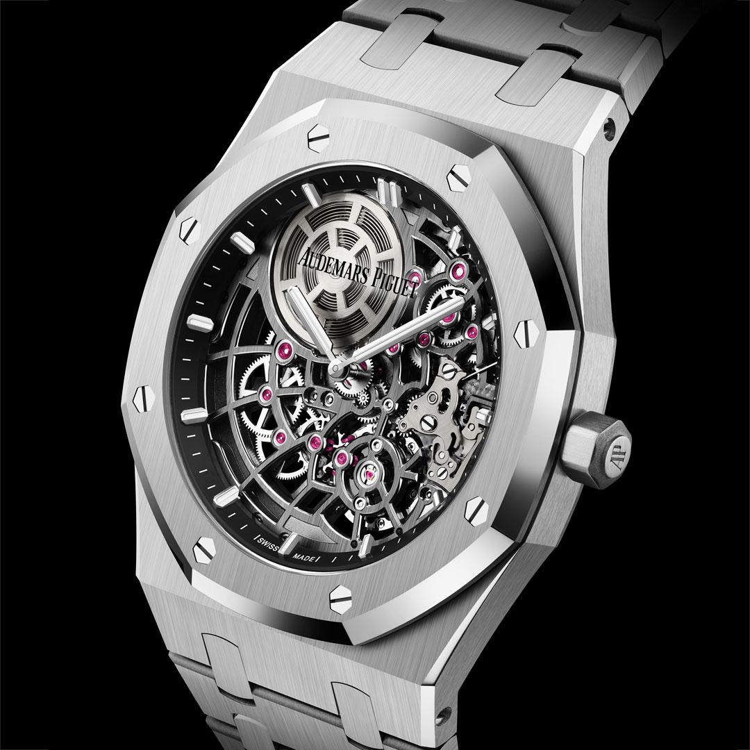 Audemars Piguet Royal Oak Jumbo Extra-Thin Openworked White Gold ref. 16204BC.OO.1240BC.01 side