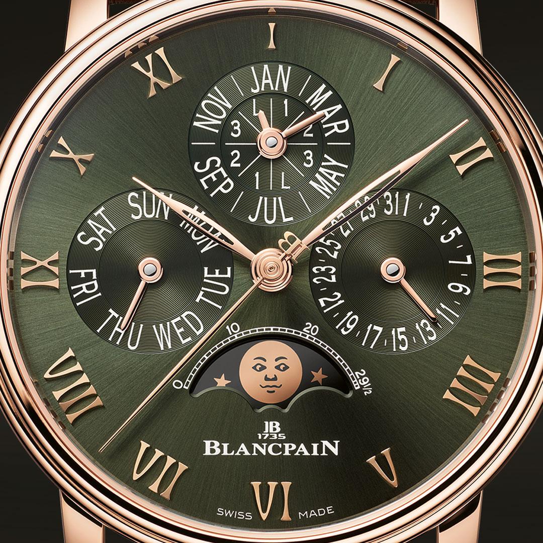 Blancpain Villeret Quantième Perpétuel Green ref. 6656-3653-55B dial