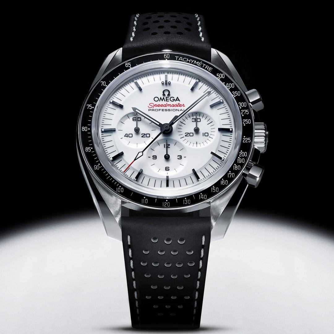 Omega Speedmaster Moonwatch Professional Lacquered White Dial ref. 310.32.42.50.04.001 leather strap