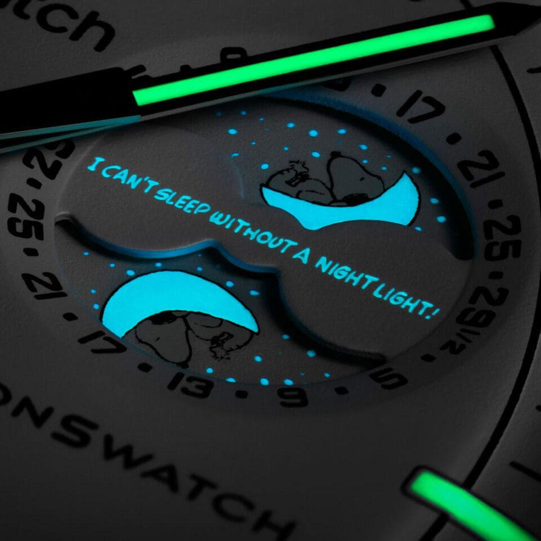 Omega x Swatch Bioceramic Moonswatch Mission to the Moonphase ref. SO33W700 moon phase dark