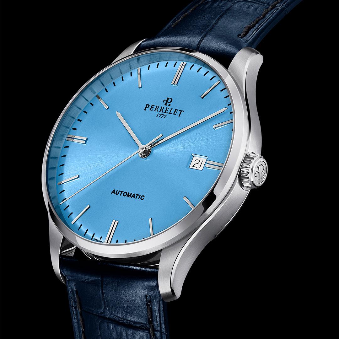 Perrelet Weekend 3-hands Ice Blue ref. A1300/C leather strap