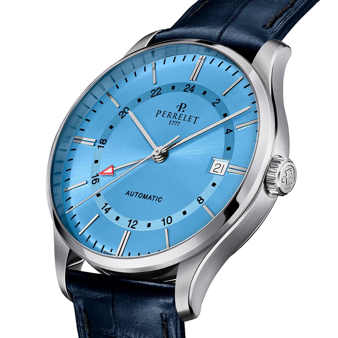 Perrelet Weekend GMT Ice Blue ref. A1304/A leather strap