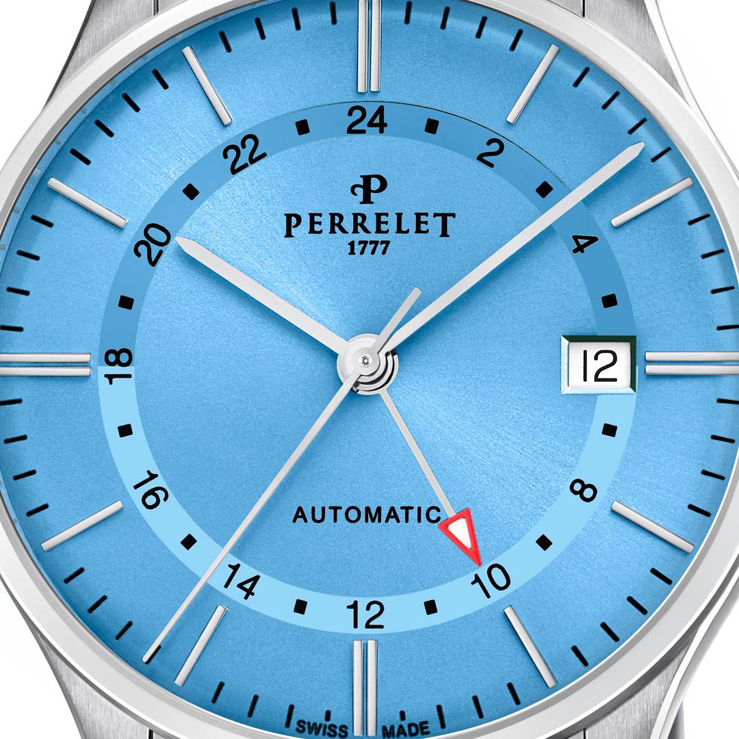 Perrelet Weekend GMT Ice Blue ref. A1304 dial