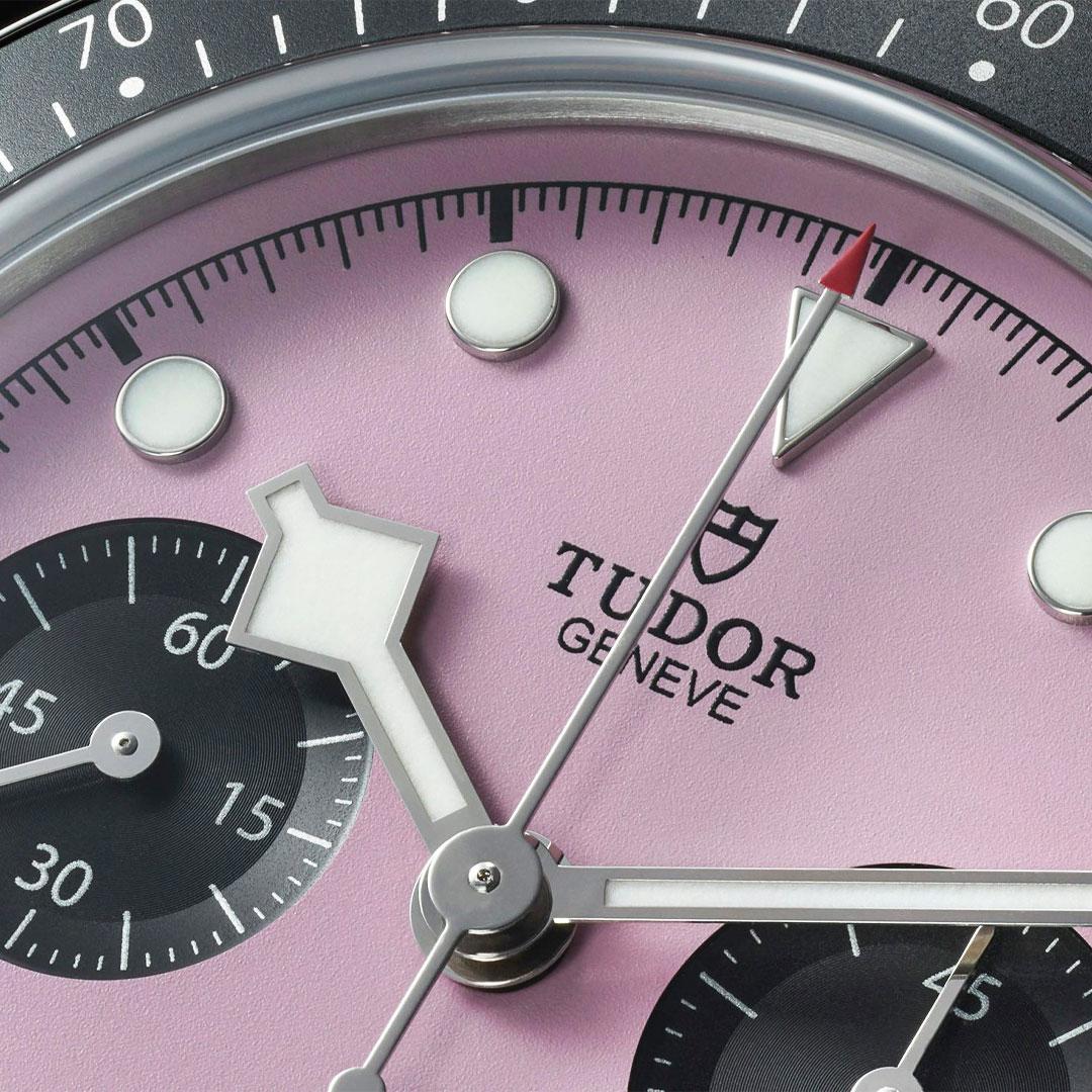 Tudor Black Bay Chrono Pink dial detail