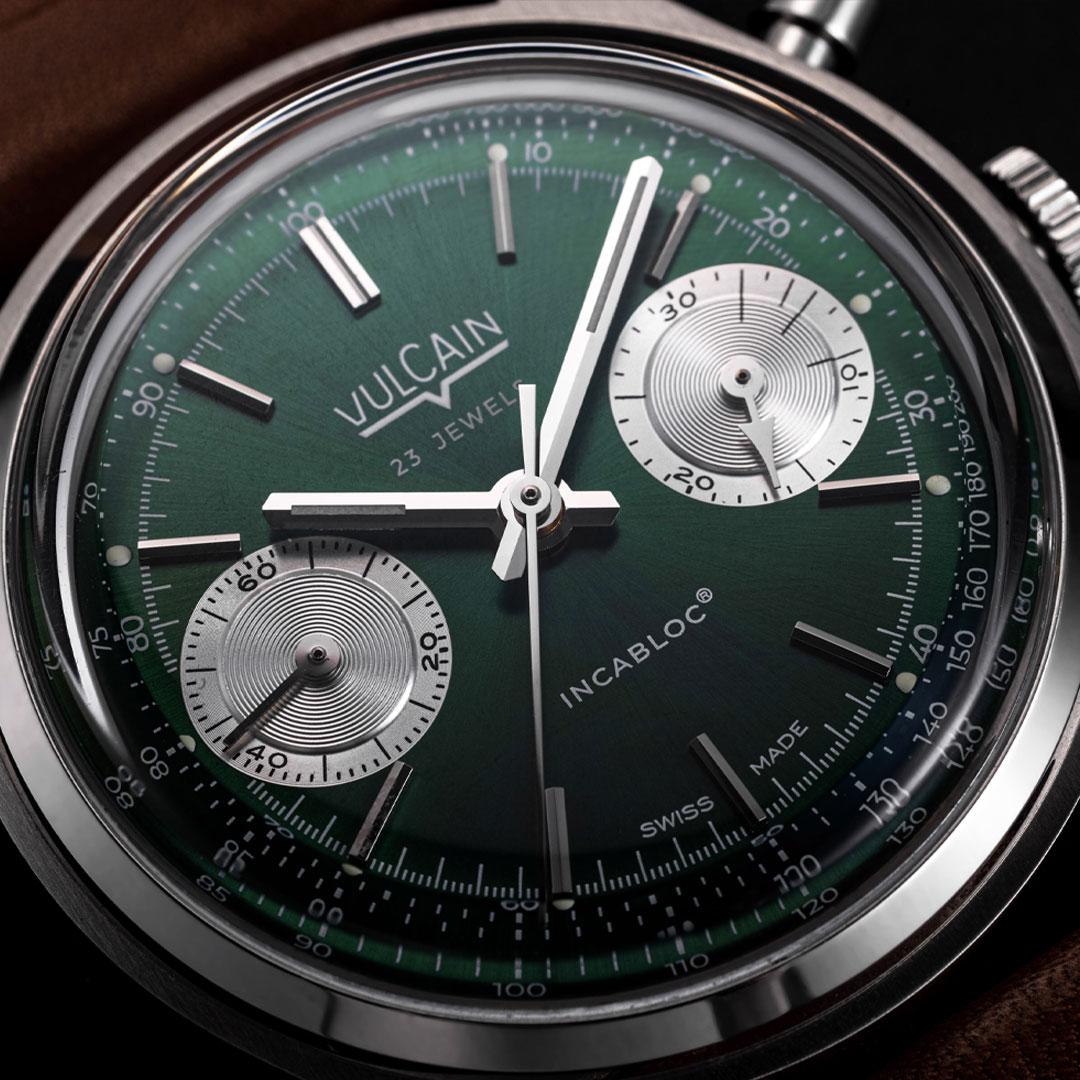 Vulcain Chronograph 1970s Green dial