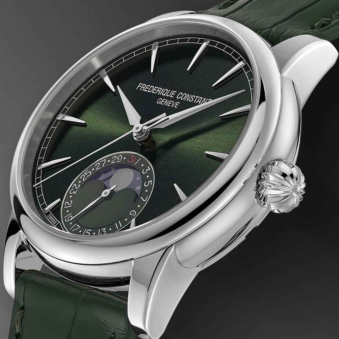 Frederique Constant Classic Moonphase Date Manufacture ref. FC-716GR3H6 green dial side