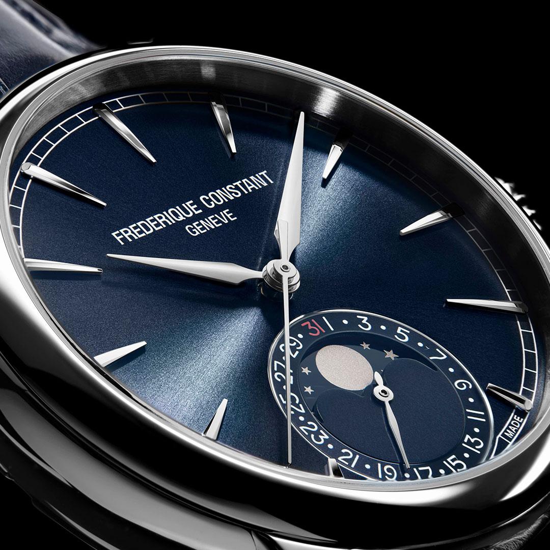 Frederique Constant Classic Moonphase Date Manufacture ref. FC-716N3H6 blue dial side