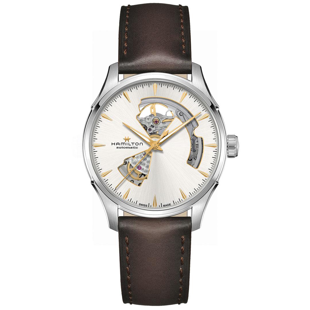 Hamilton Jazzmaster Open Heart Auto 40mm ref. H3267551 white dial with leather strap