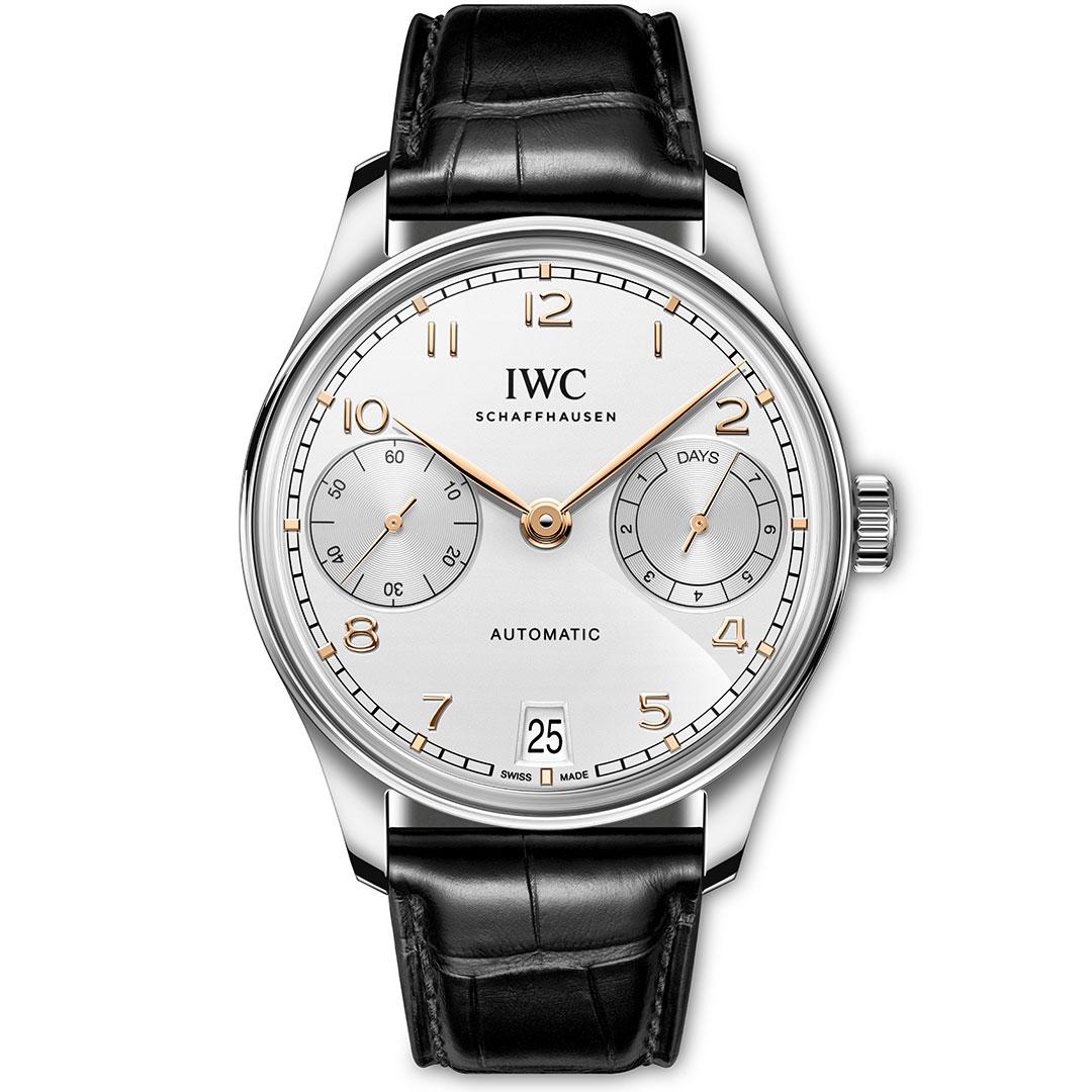IWC Portugieser Automatic 42 mm (2024) Double Box-glass ref. IW501701 silver moon dial with gold hands