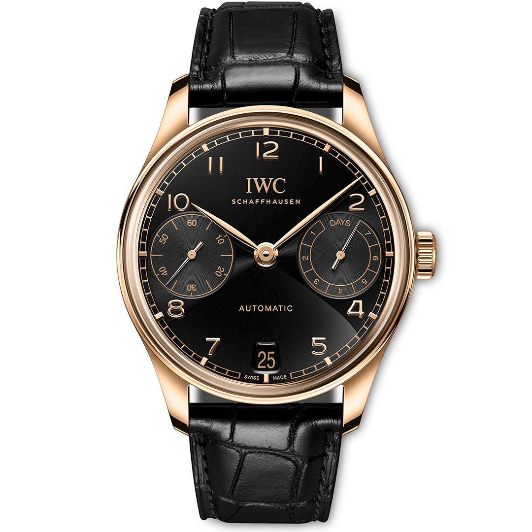 IWC Portugieser Automatic 42 mm (2024) Double Box-glass ref. IW501707 obsidian black dial in gold