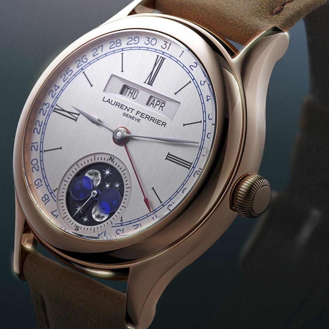 Laurent Ferrier Classic Moon in Blue or Silver ref. LCFO39-AC-C1WC red gold side