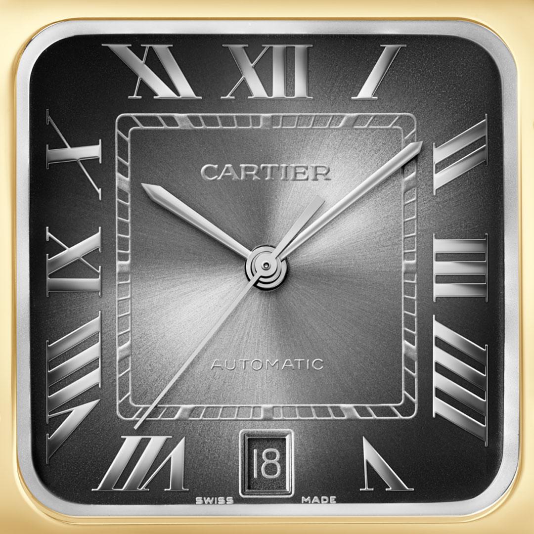 Cartier Santos de Cartier (2024) ref. W2SA0030 date anthracite dial detail