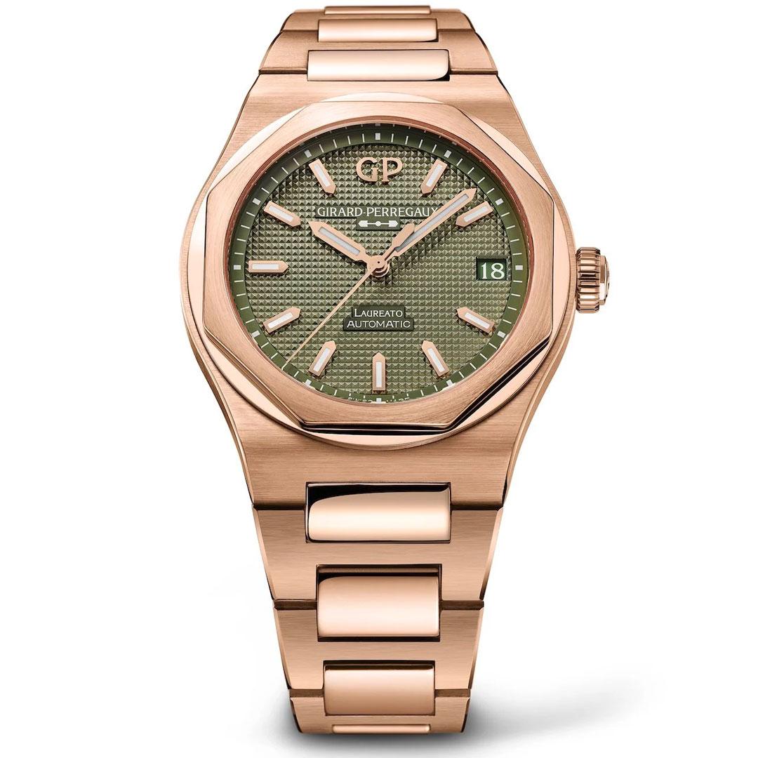 Girard-Perregaux Laureato 42 mm Pink Gold ref. 81010-52-3333-1CM (green / bracelet)