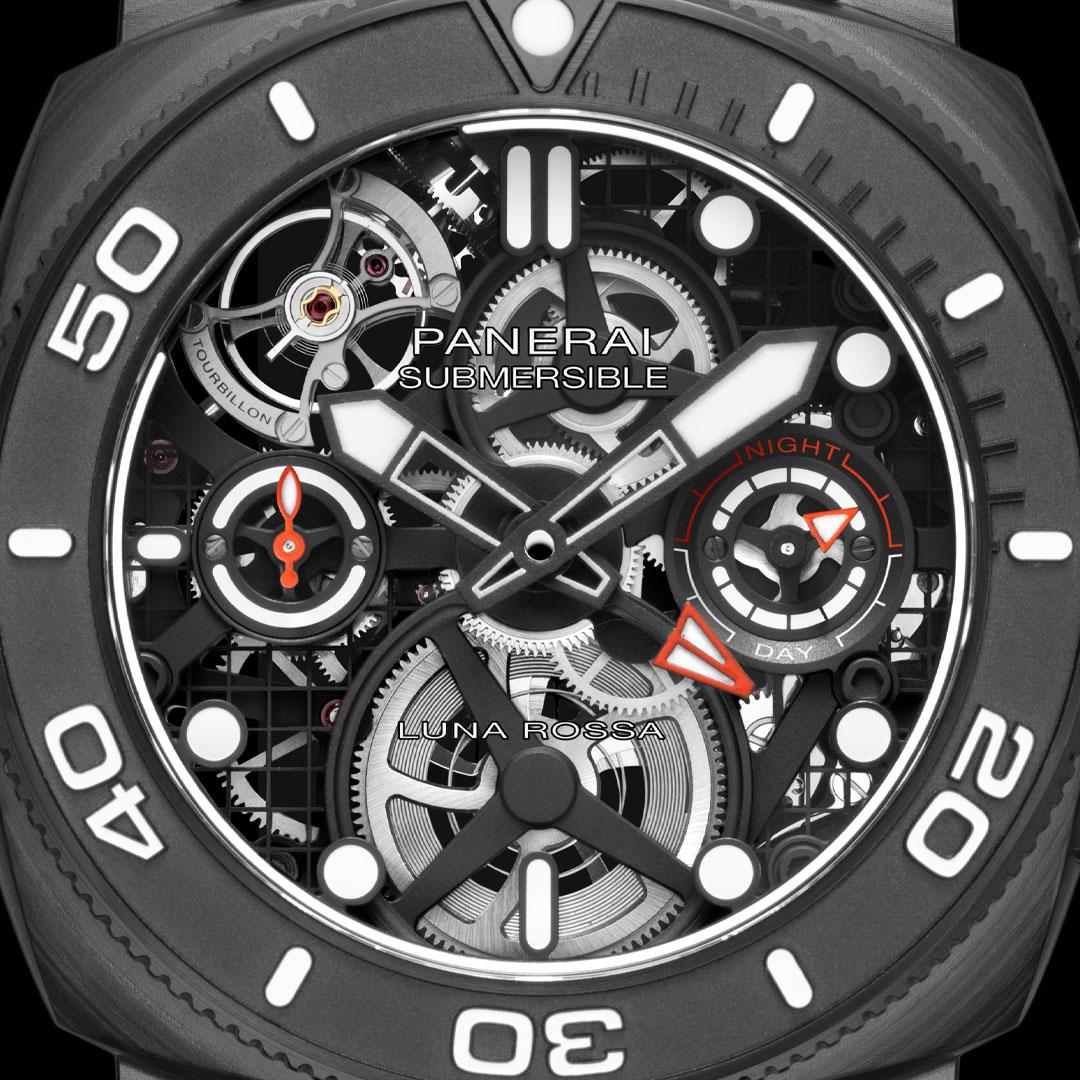 Panerai Submersible Tourbillon GMT Luna Rossa Experience Edition ref. PAM01405 dial