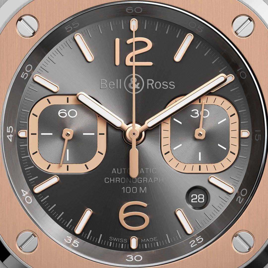 Bell & Ross BR 05 Chrono Grey Steel & Gold ref. BR05C-RTH-STPG dial