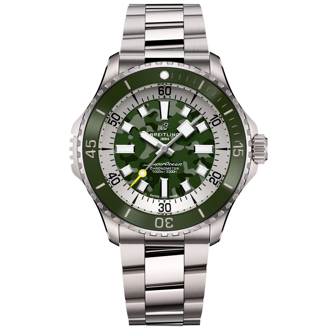 Breitling Superocean Automatic 46 Super Diver Camouflage Dial green bracelet ref. E10379D31L1E1