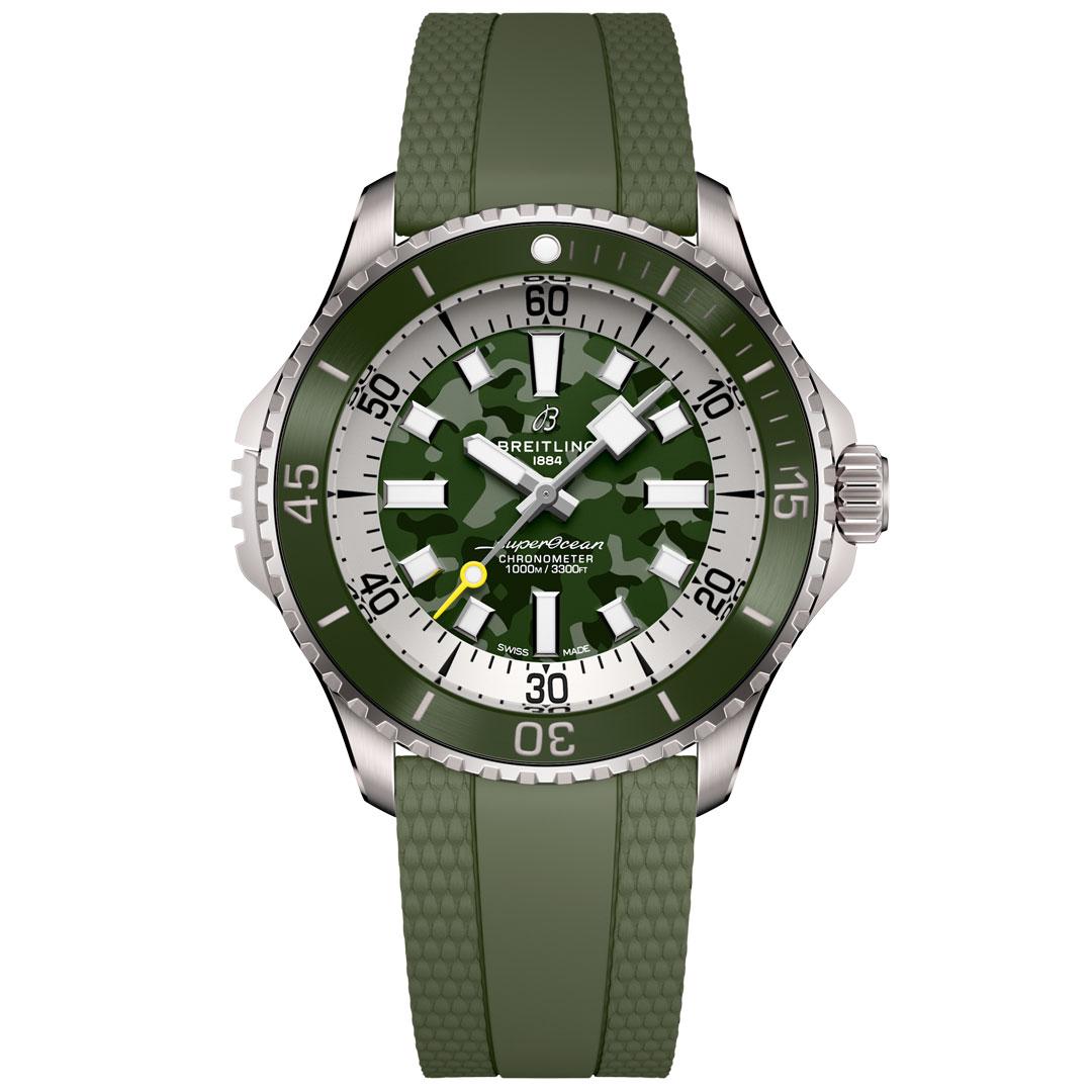 Breitling Superocean Automatic 46 Super Diver Camouflage Dial green strap ref. E10379D31L1S1