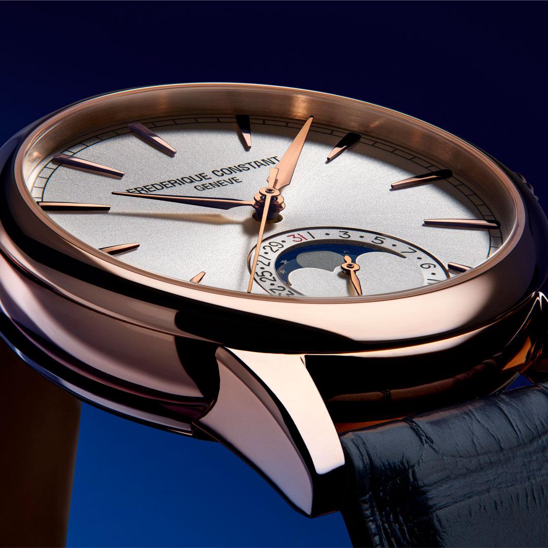 Frederique Constant Classic Moonphase Date Manufacture Solid Rose Gold ref. FC-716S3H9 band