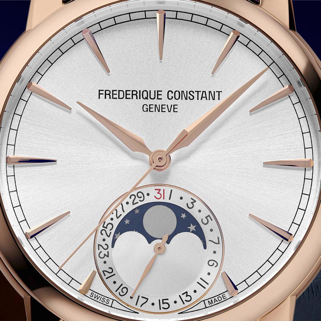 Frederique Constant Classic Moonphase Date Manufacture Solid Rose Gold ref. FC-716S3H9 dial