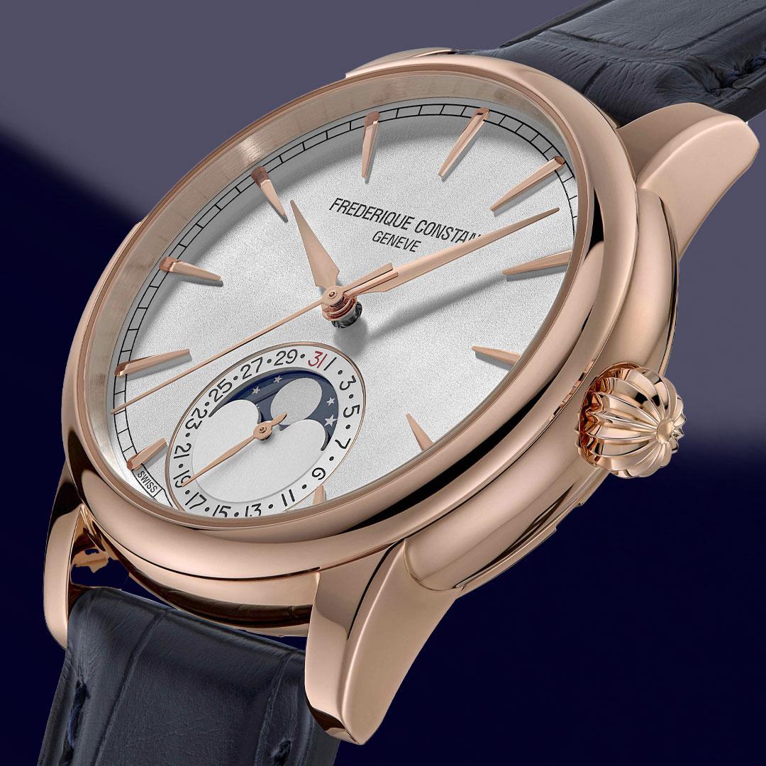 Frederique Constant Classic Moonphase Date Manufacture Solid Rose Gold ref. FC-716S3H9 side