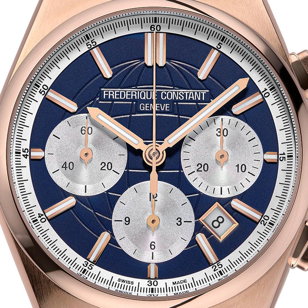 Frederique Constant Highlife Chronograph Automatic Blue/Silver ref. FC-391NS4NH4 gold-plated dial