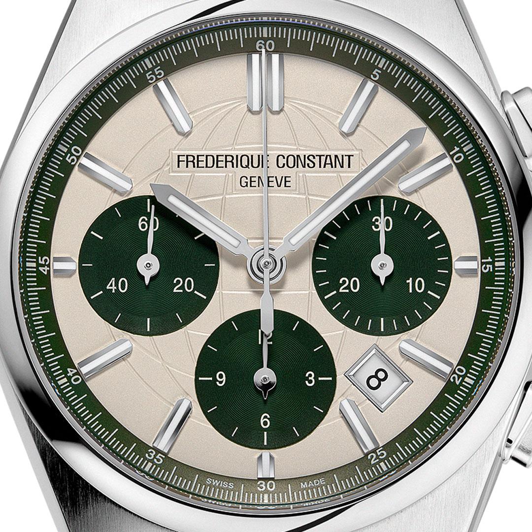 Frederique Constant Highlife Chronograph Automatic Silver/Green ref. FC-391SGR4NH6 steel dial