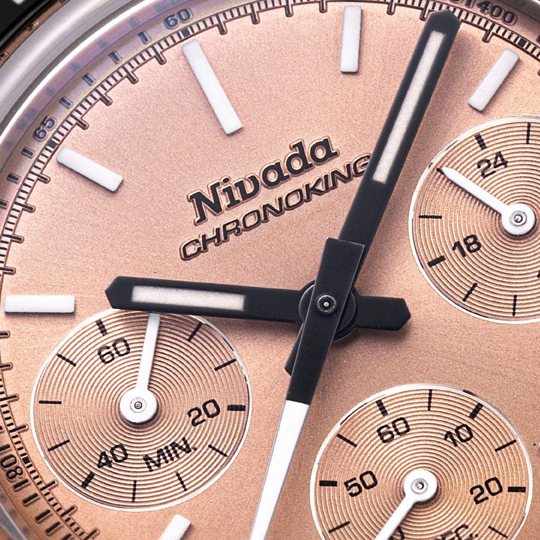 Nivada Grenchen Chronoking Mecaquartz Salmon ref. 87043Q dial