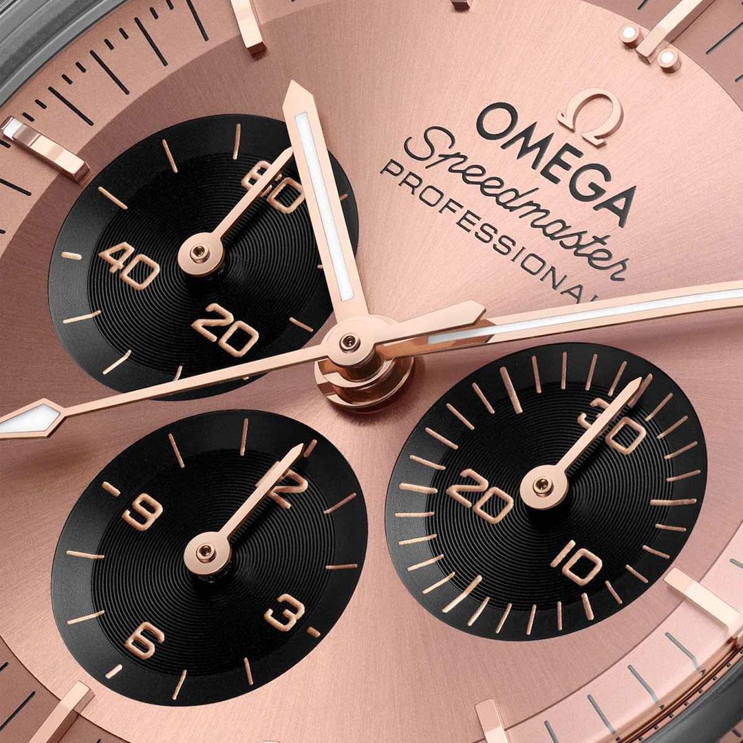Omega Speedmaster Professional Moonwatch Bi-Color ref. 310.20.42.50.99.001 dial pink gold steel