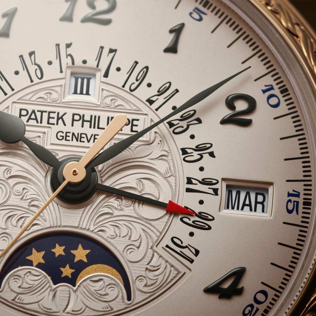 Patek Philippe Retrograde Perpetual Calendar Rare Handcrafts Ref. 5160/500R dial detail