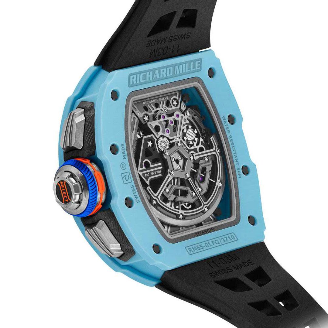 Richard Mille RM 65-01 Automatic Winding Split-seconds Chronograph Blue and Yellow blue back